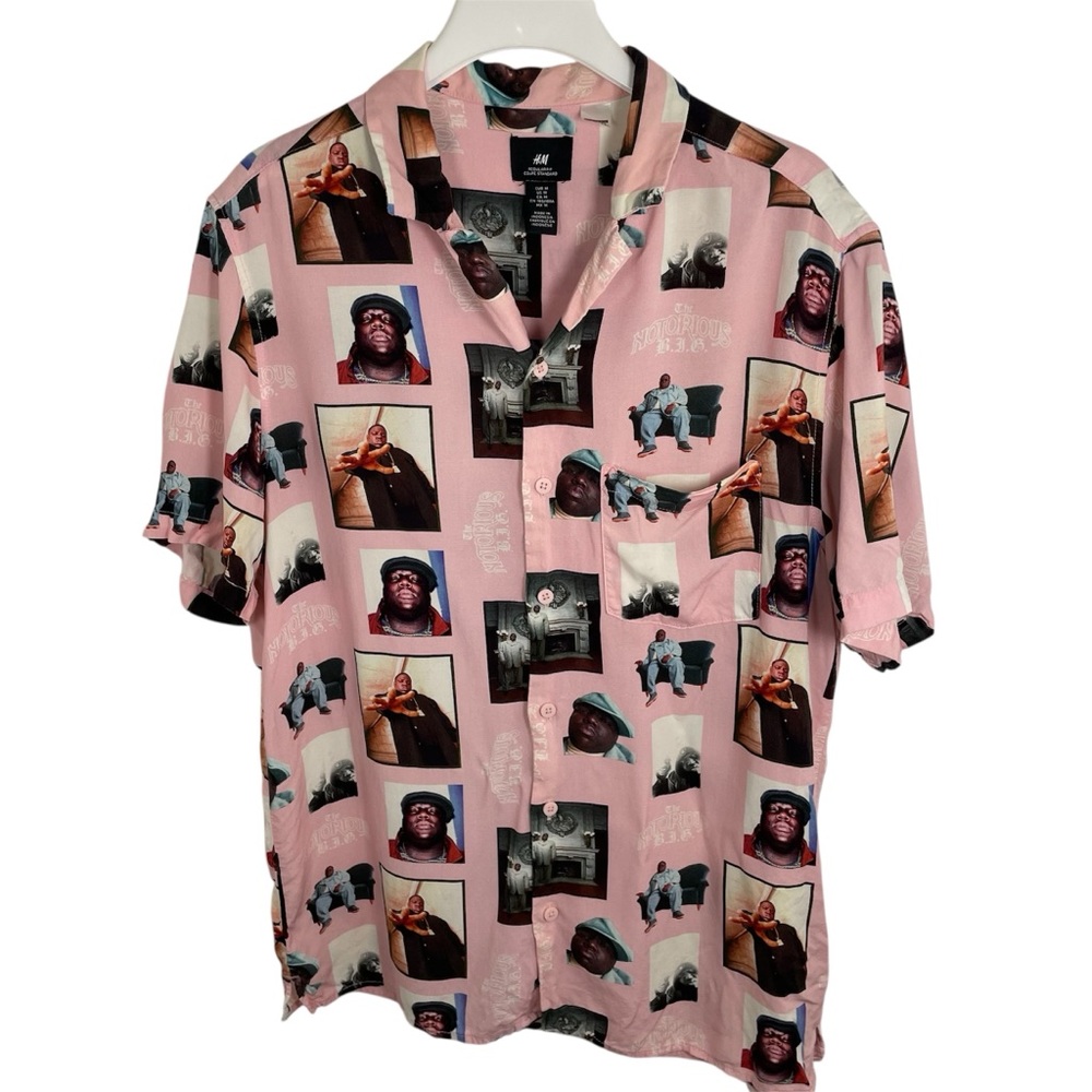 Notorious‎ B.I.G. Pink Button Up Shirt, M